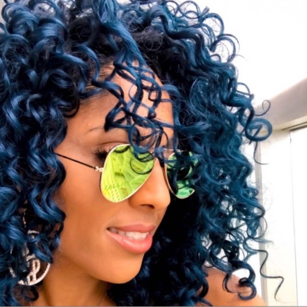 Callie Lives Miz Retro Aviator OMBRÉ & MIRROR Sunglasses BLUE CHAMELEON MERMAID